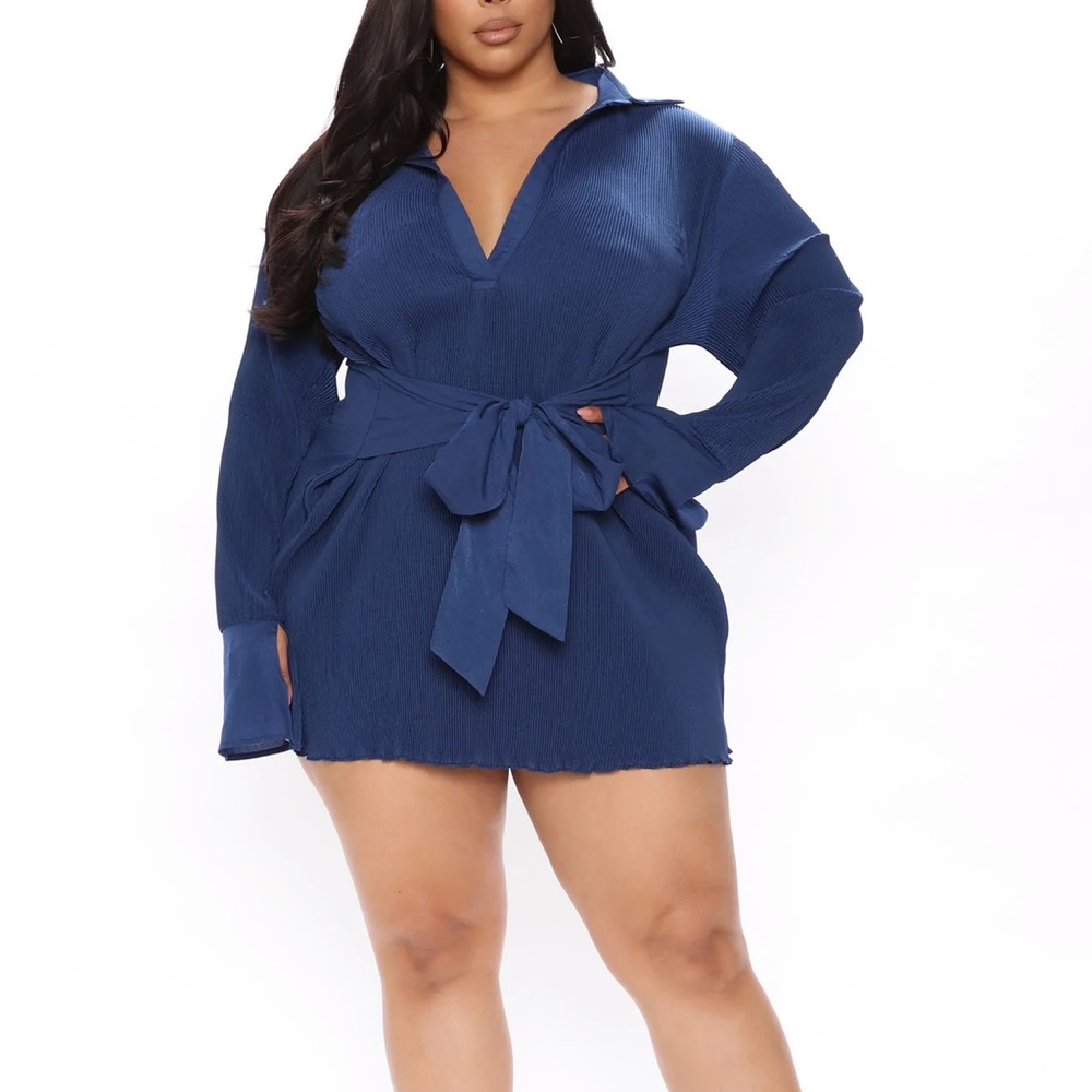 Pleated Shirt Dress- NEW